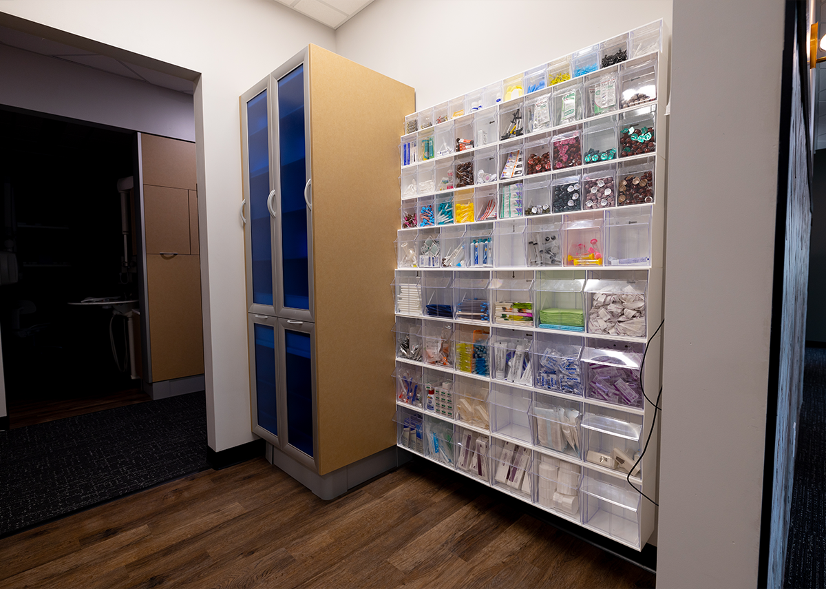 Greenfield Dental supply storage area